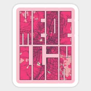 Medellin, Colombia City Map Typography - Blossom Sticker